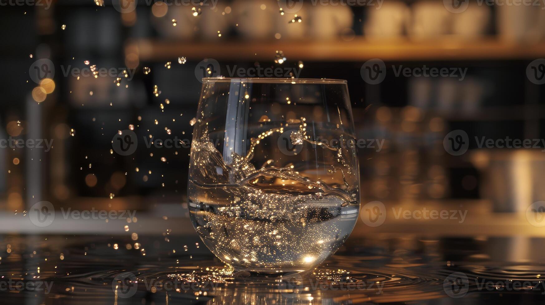 Basic yet elegant shot of a spinning glass of water photo