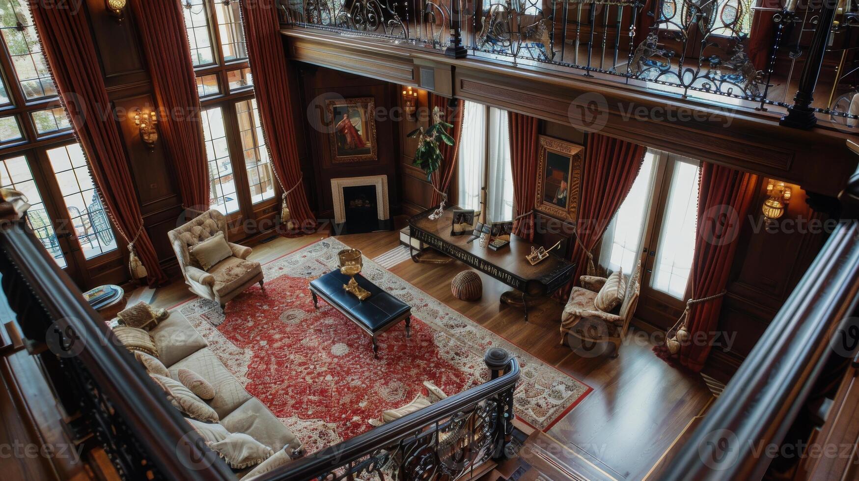 Elevated view showcasing the intricate details of interior decor photo