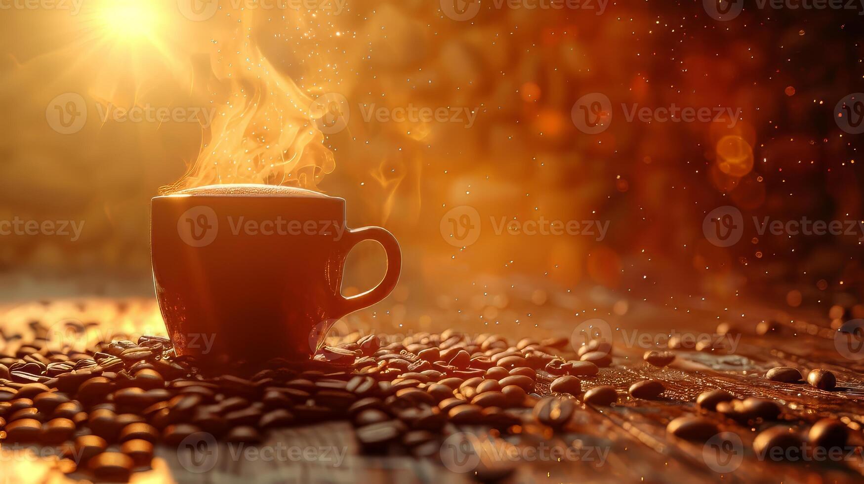 Coffee break concept with a hot cup of coffee and plenty of room for text photo