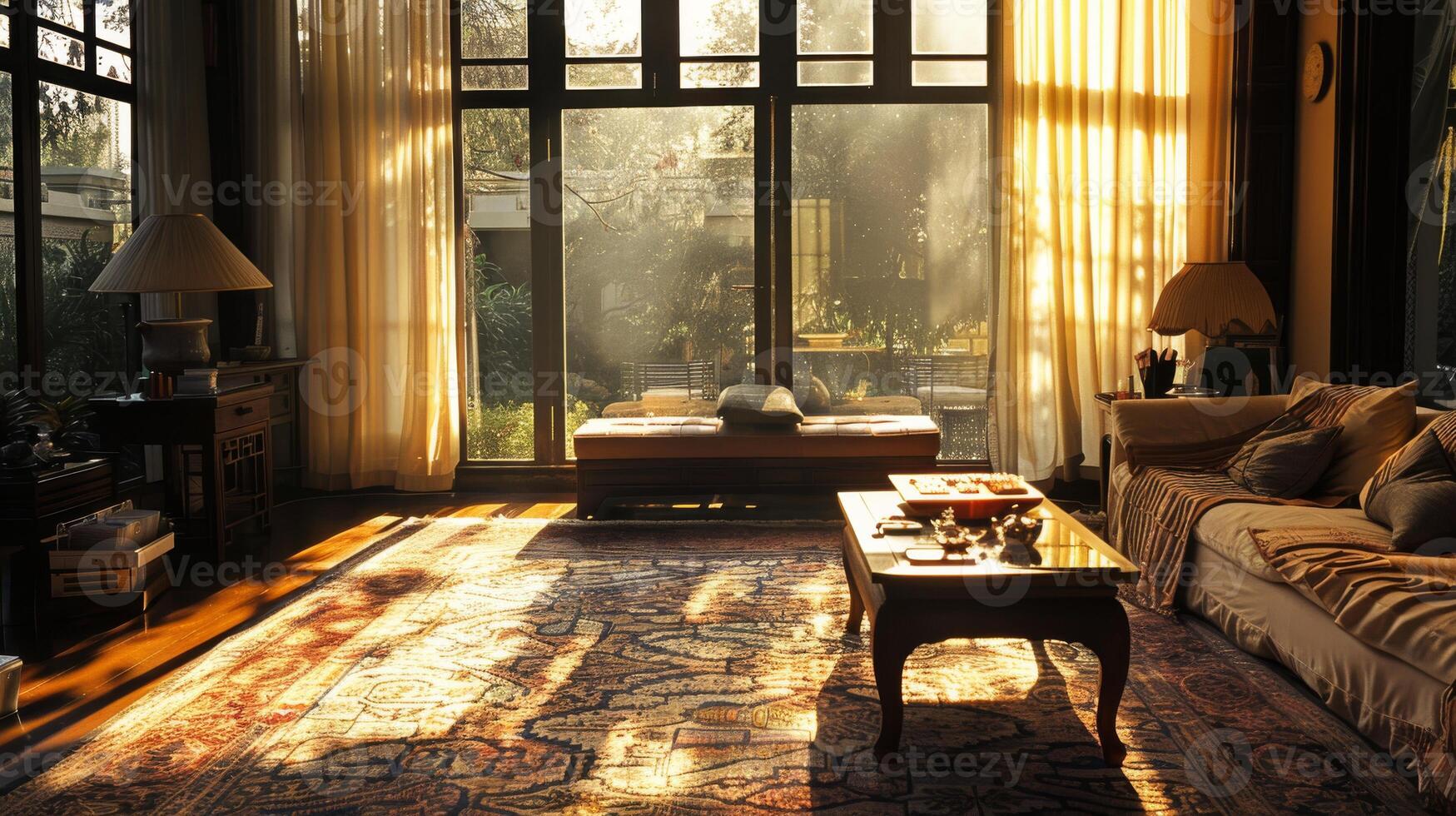 Silhouette of carefully arranged furnishings creating a sense of tranquility photo