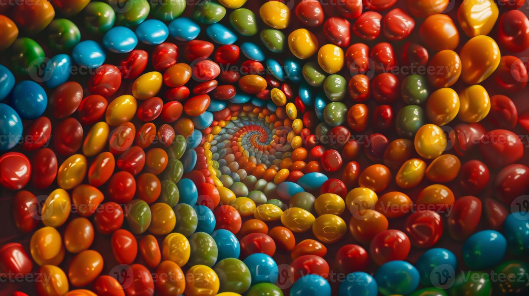 Whirling layout of rotating candies forming a whirlwind pattern photo