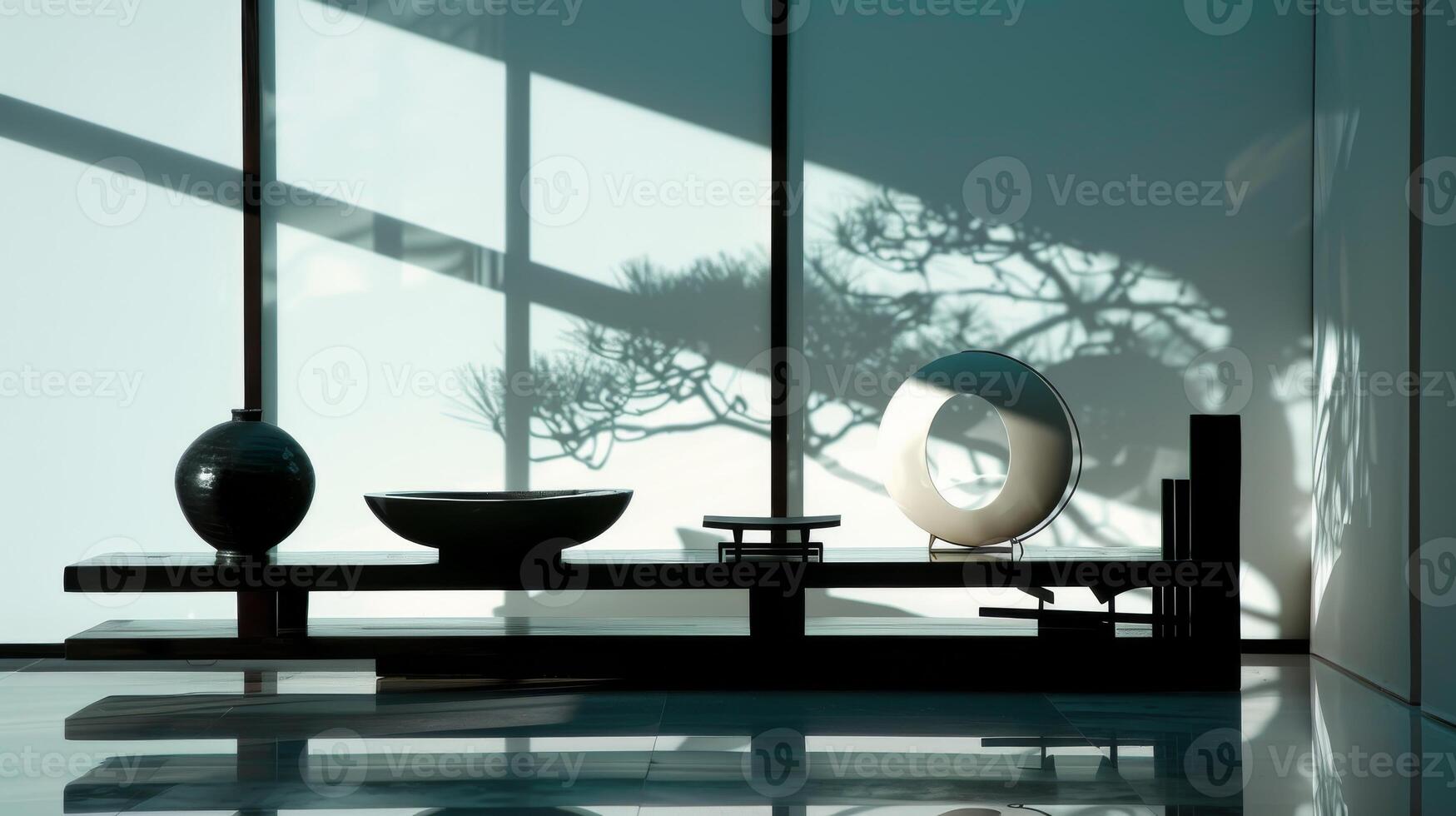 Silhouette of minimalist furnishings creating a sense of harmony and balance photo