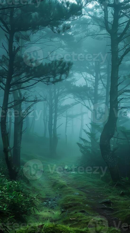 Enchanted forests shrouded in mist photo
