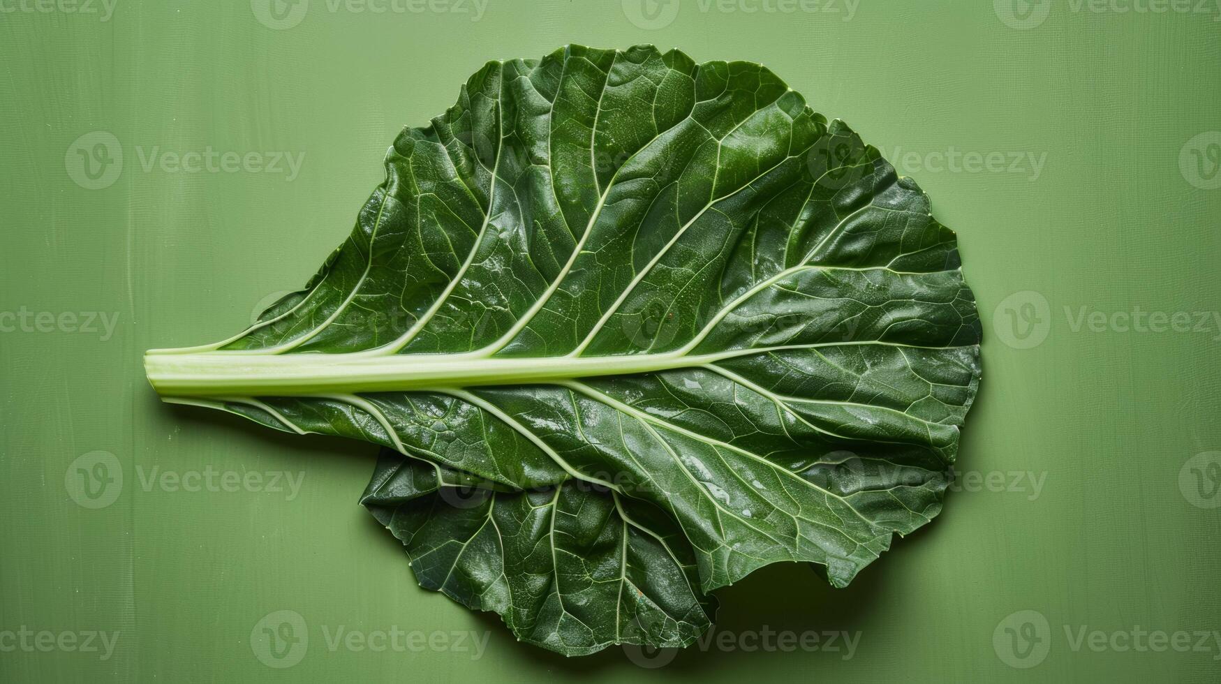 Basic and elegant spin of a slice of collard greens photo