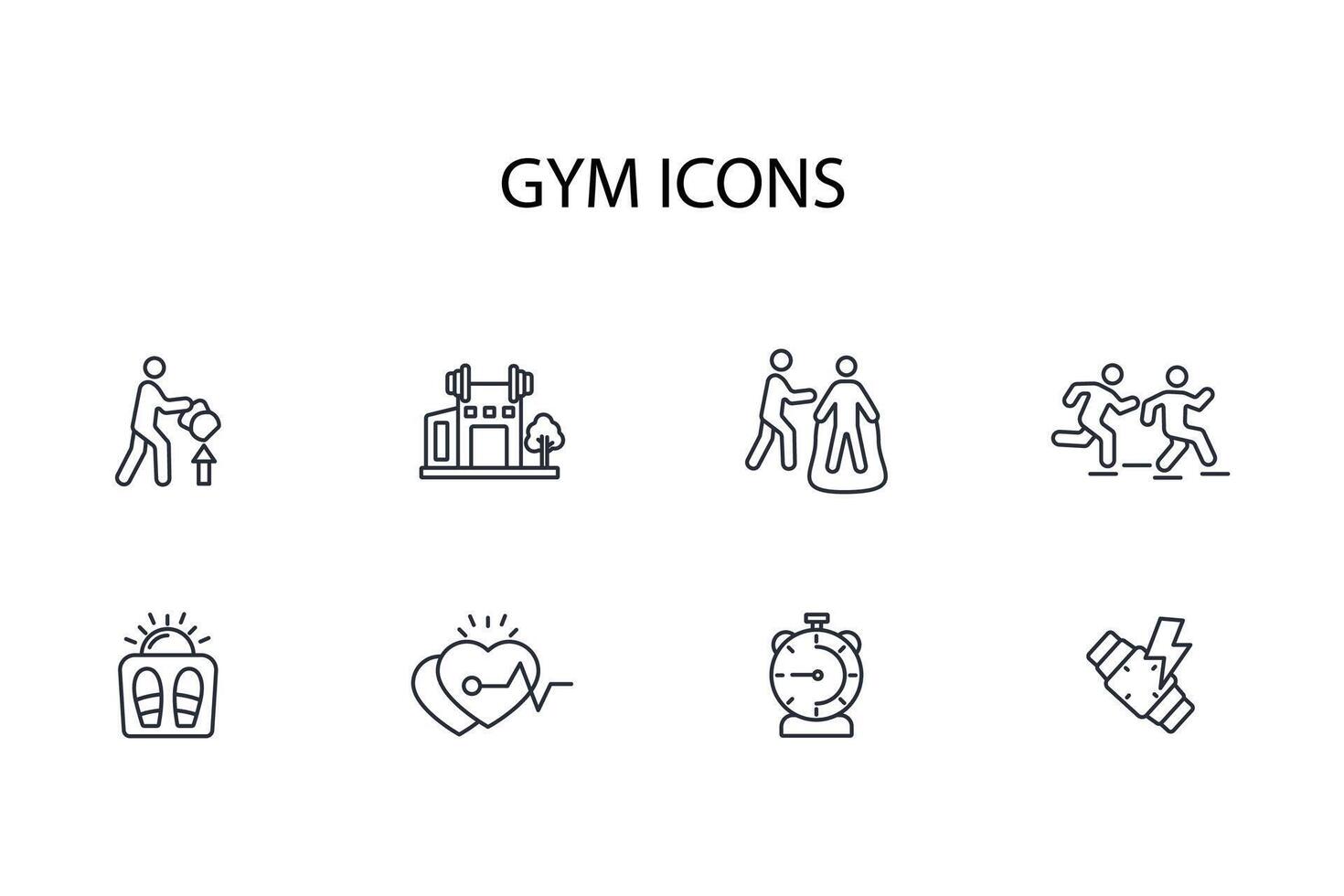 Gym and fitness icon set..Editable stroke.linear style sign for use web design,logo.Symbol illustration. vector