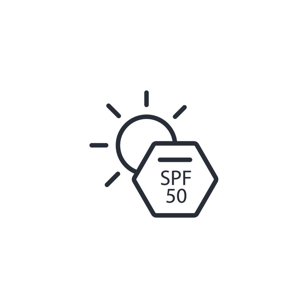 SPF 50 icon. .Editable stroke.linear style sign for use web design,logo.Symbol illustration. vector