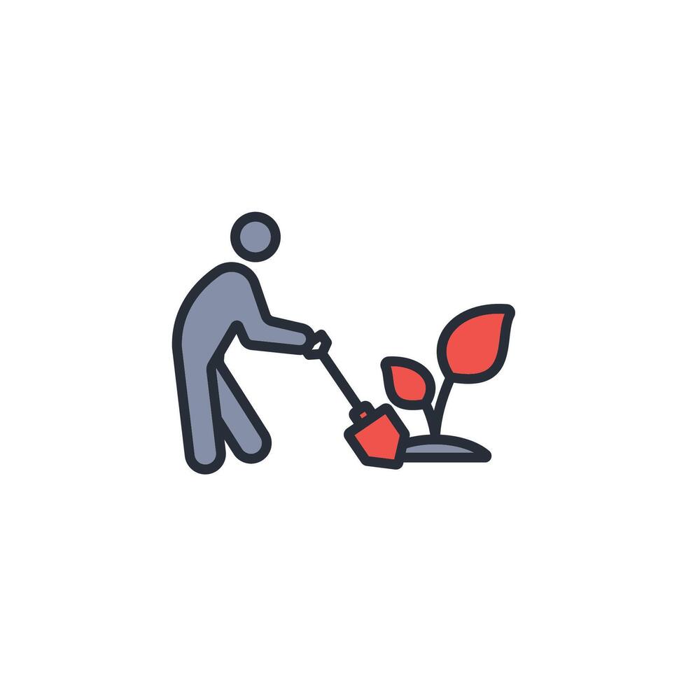 gardener man icon. .Editable stroke.linear style sign for use web design,logo.Symbol illustration. vector