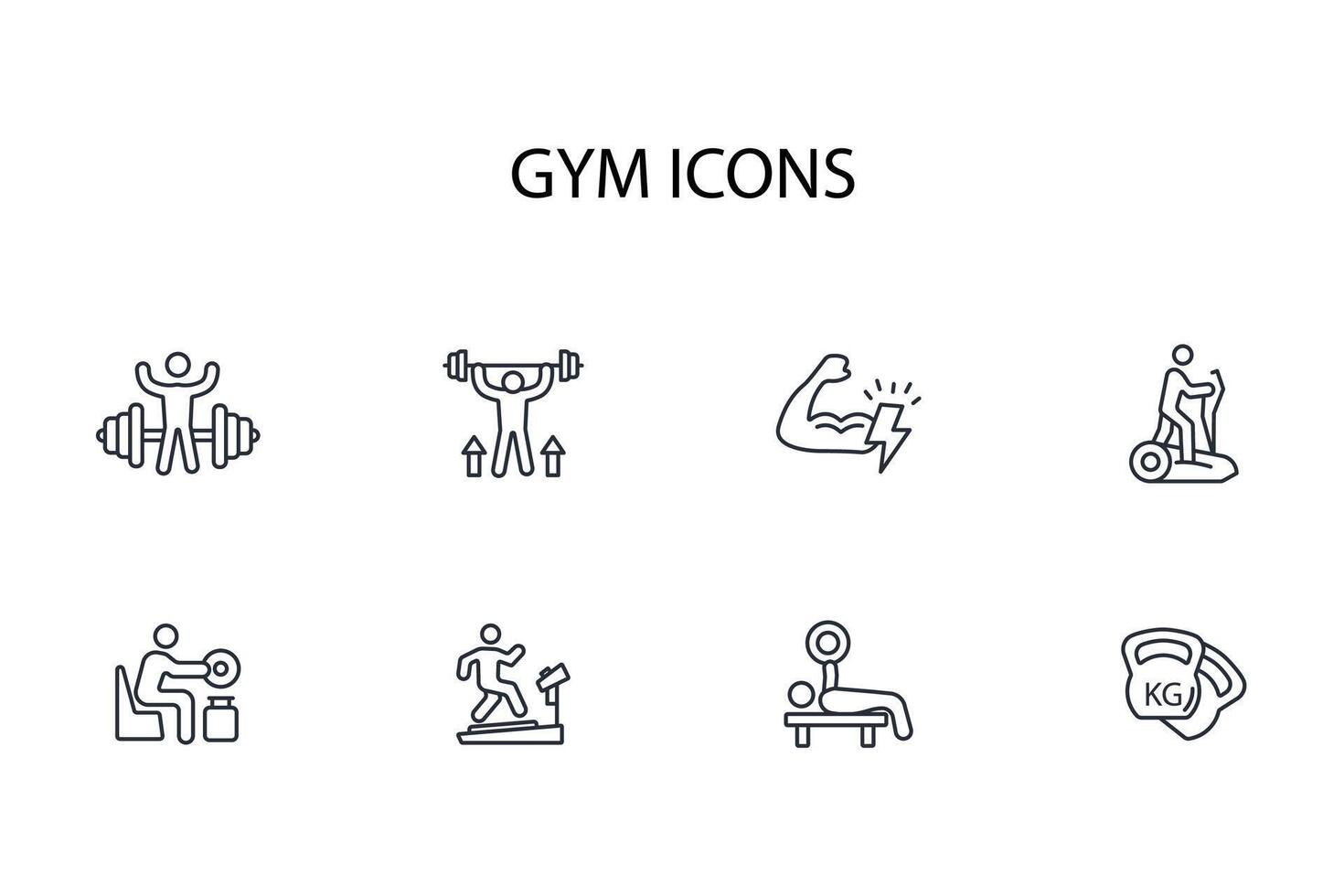 Gym and fitness icon set..Editable stroke.linear style sign for use web design,logo.Symbol illustration. vector