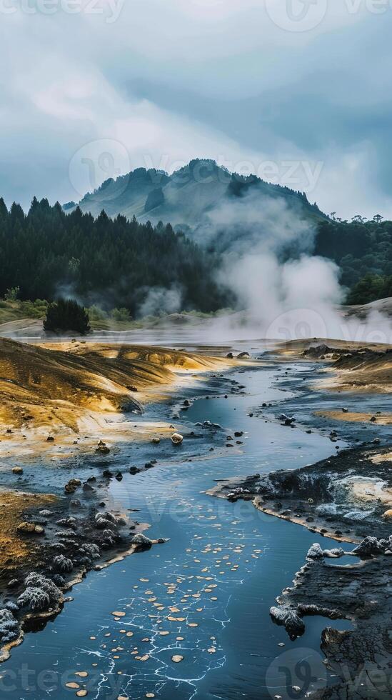 Spectacular geothermal features bubbling with activity photo