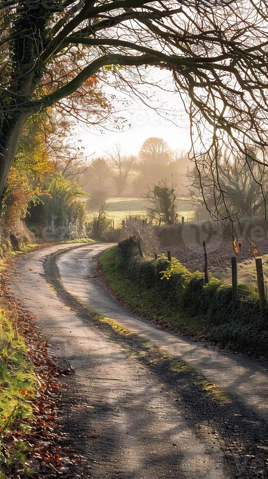 Quiet country lanes winding through the countryside photo