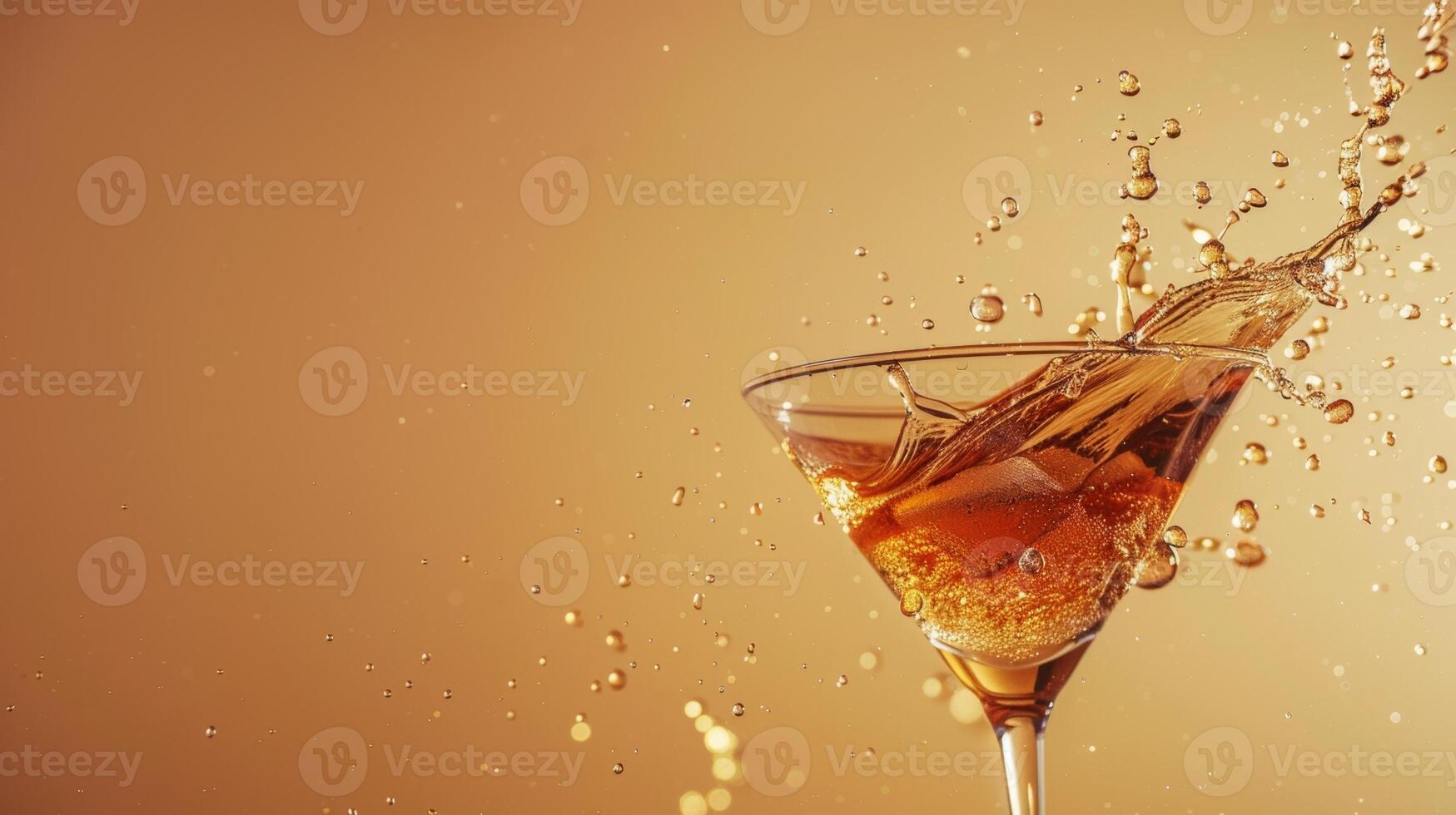 Glass of cocktail spinning with empty space for text overlay photo