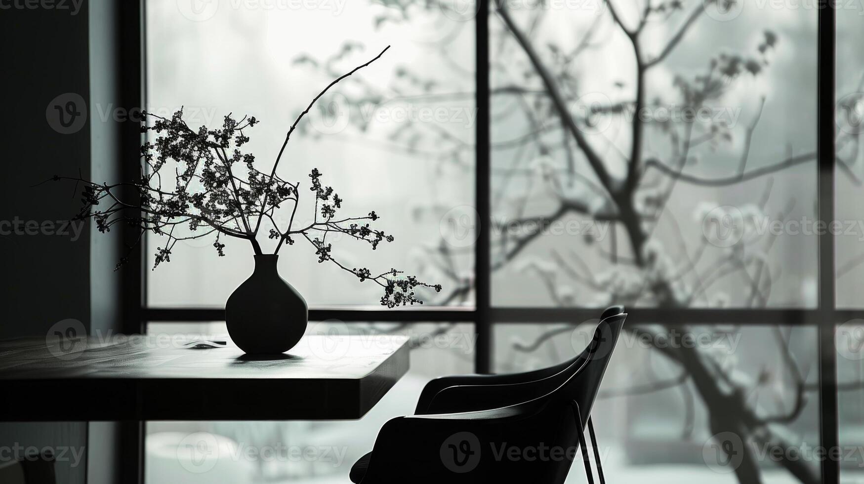 Dramatic silhouette highlighting the simplicity and elegance of interior design photo