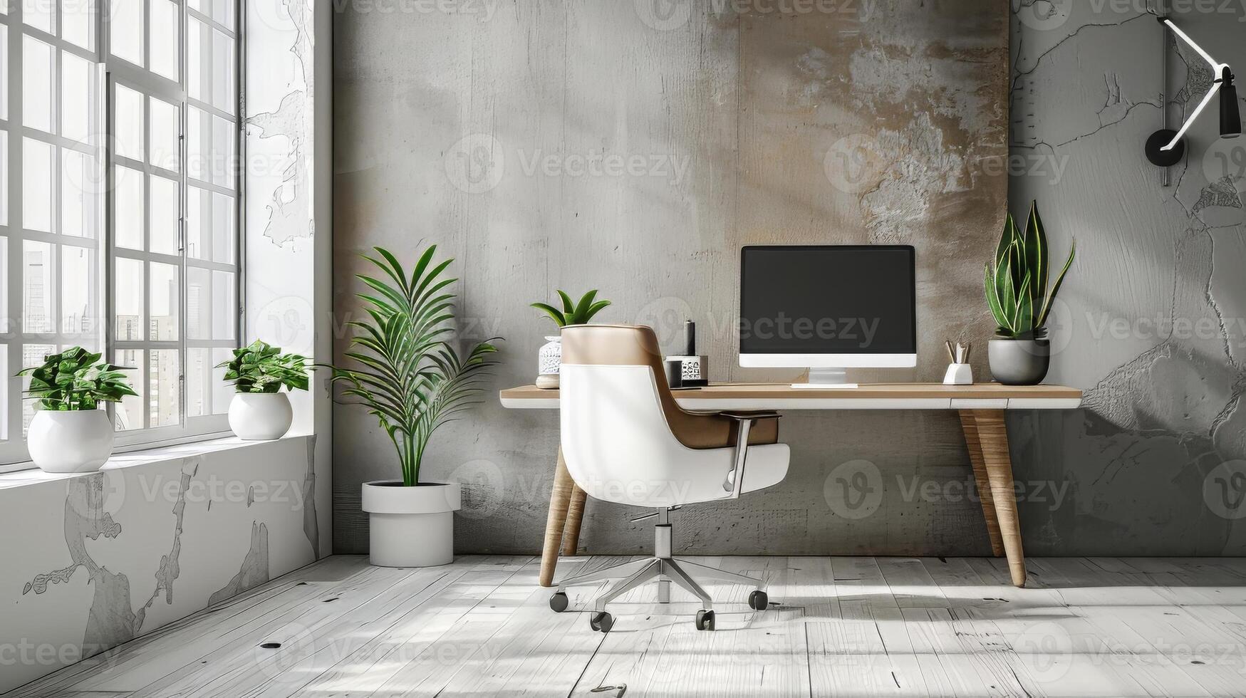 Contemporary workspace with ample copy space for text photo