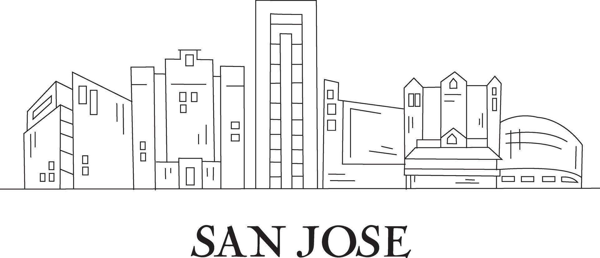 San Jose City Line Draw vector