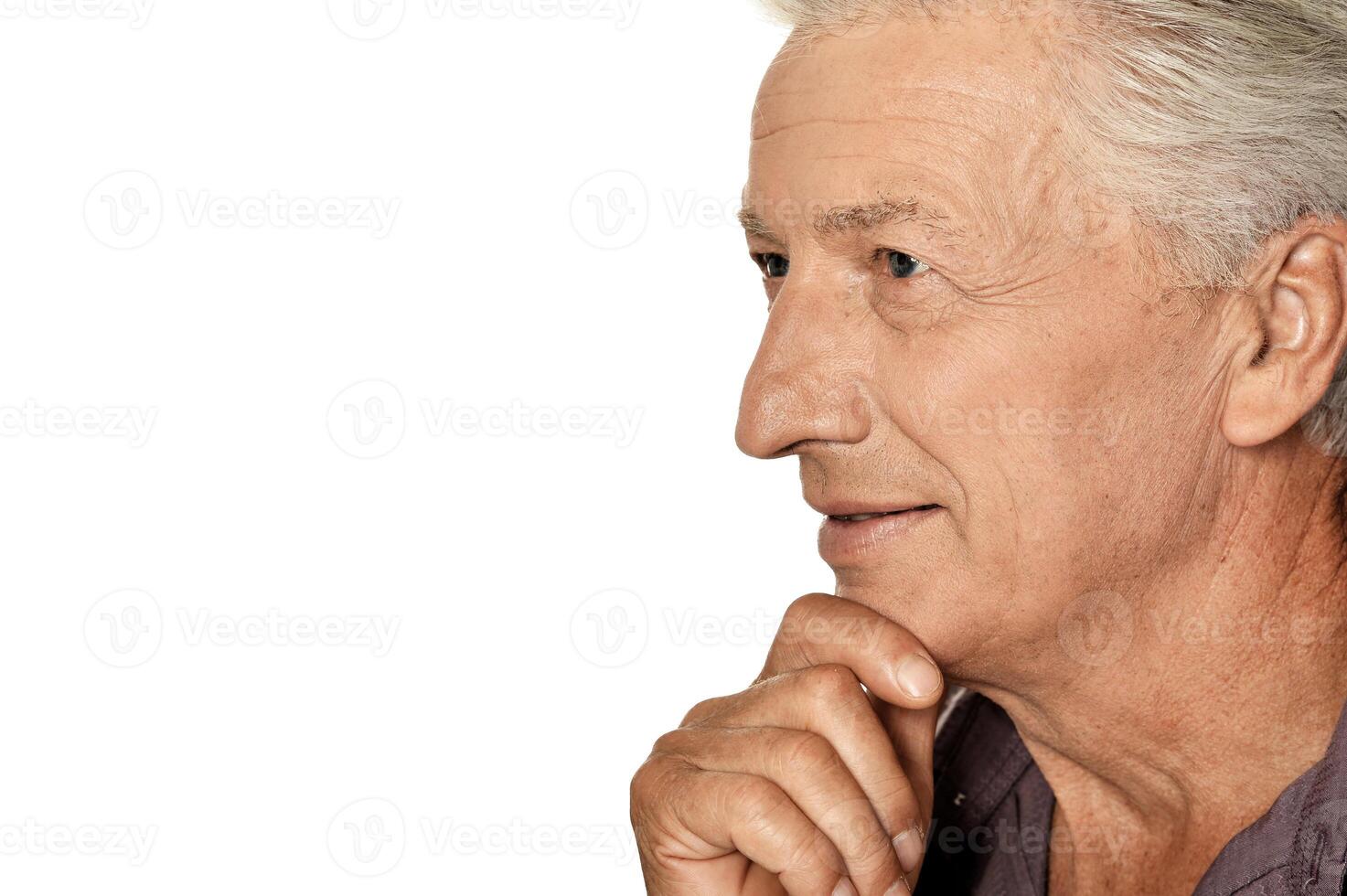 portrait of old man isolated on white background photo