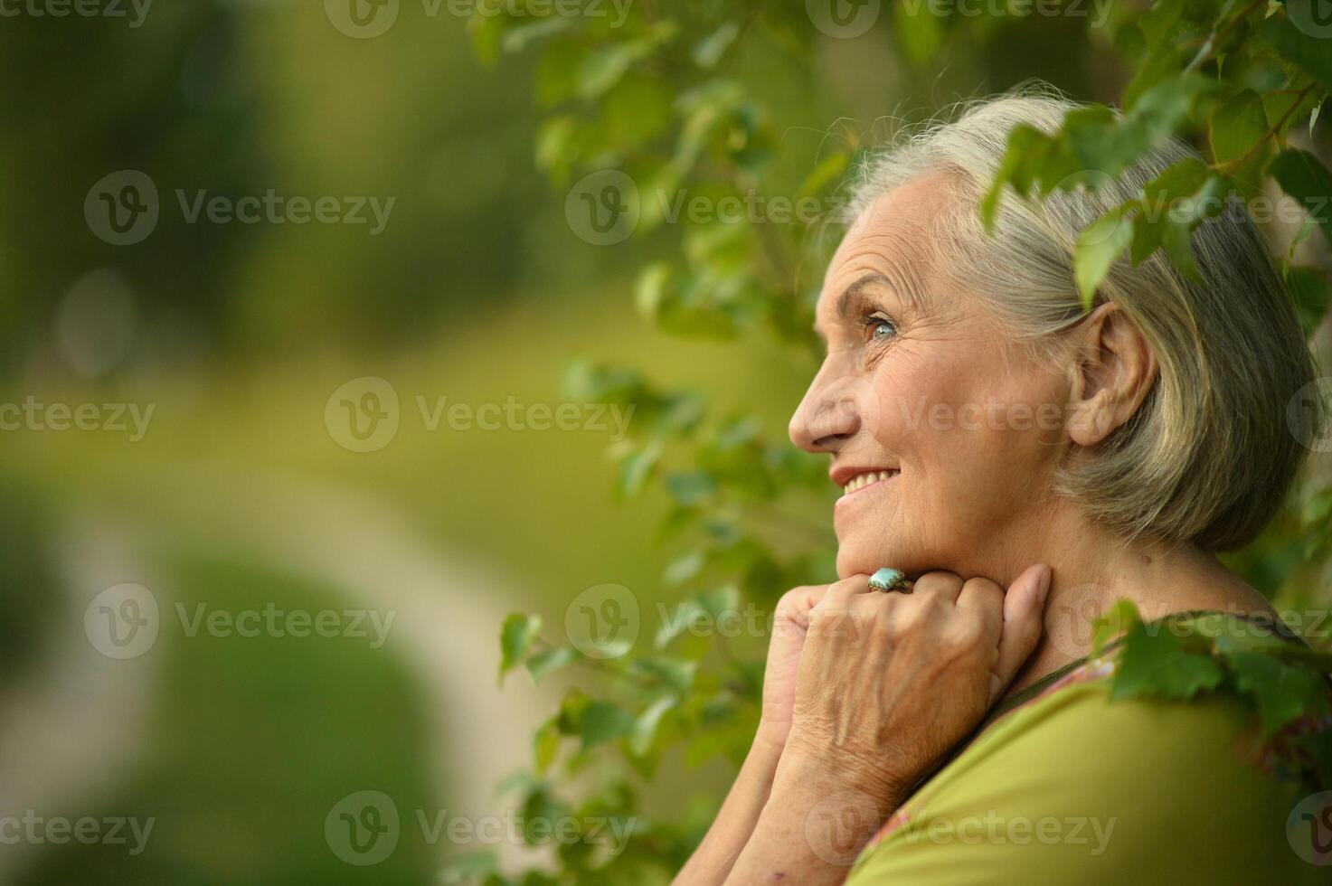 Portrait of senior woman in the summer photo