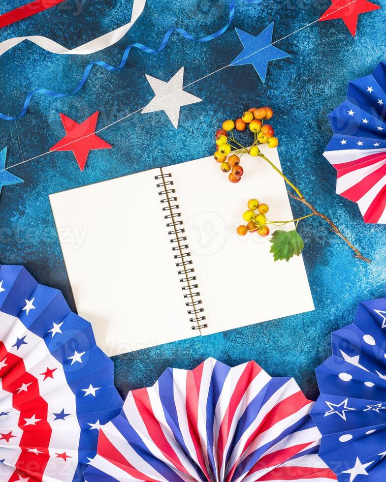 American flag colors banner with place for text photo