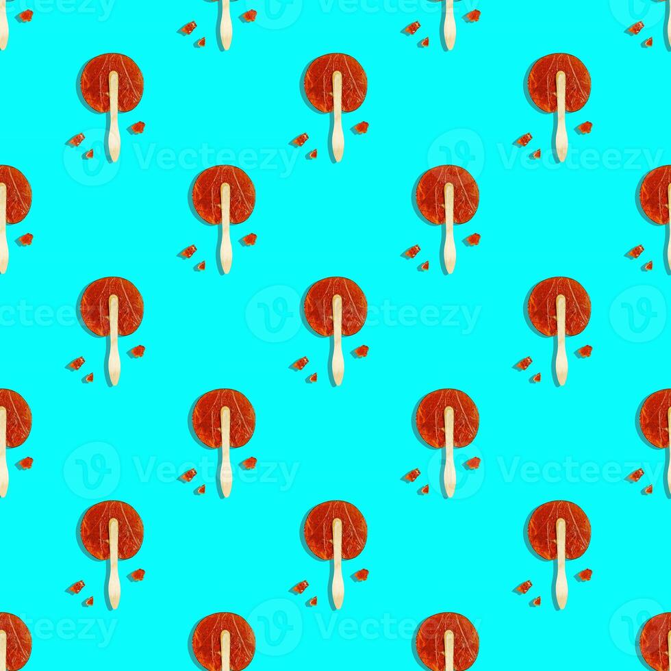 Seamless pattern of hande made lollipops with shadow photo
