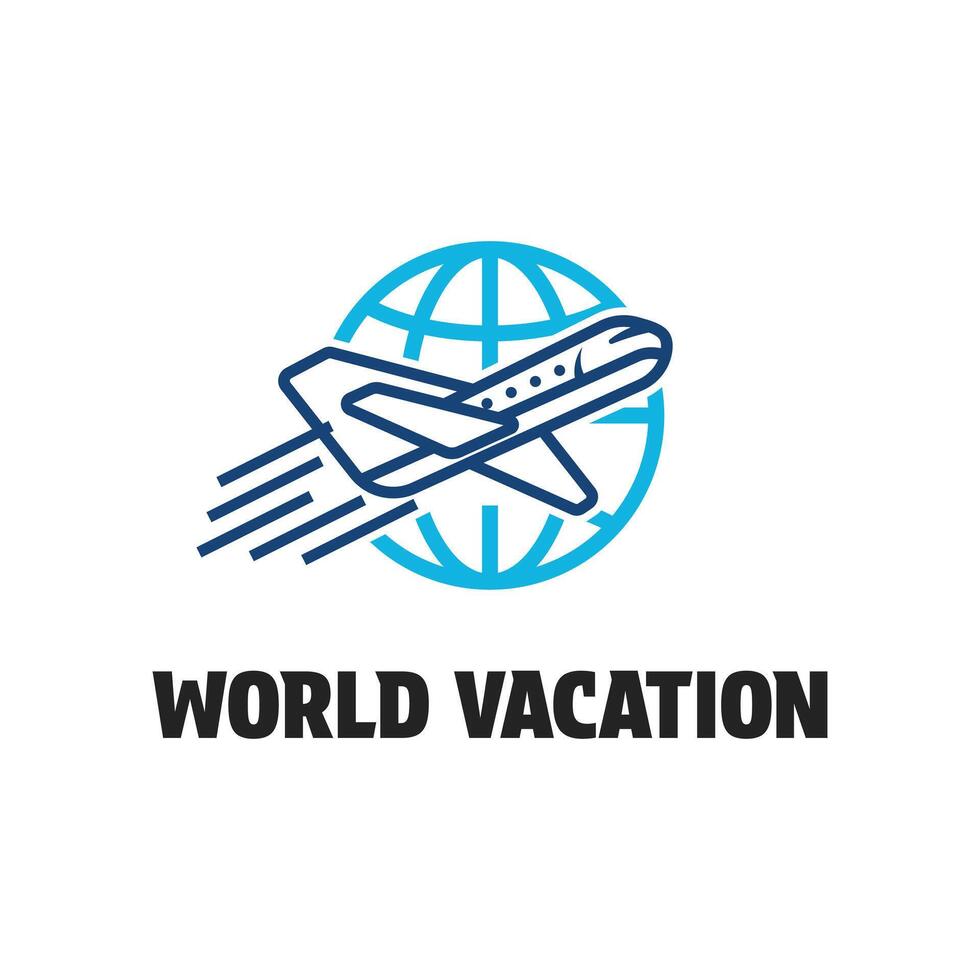 world vacation logo design concept idea with globe and plane vector