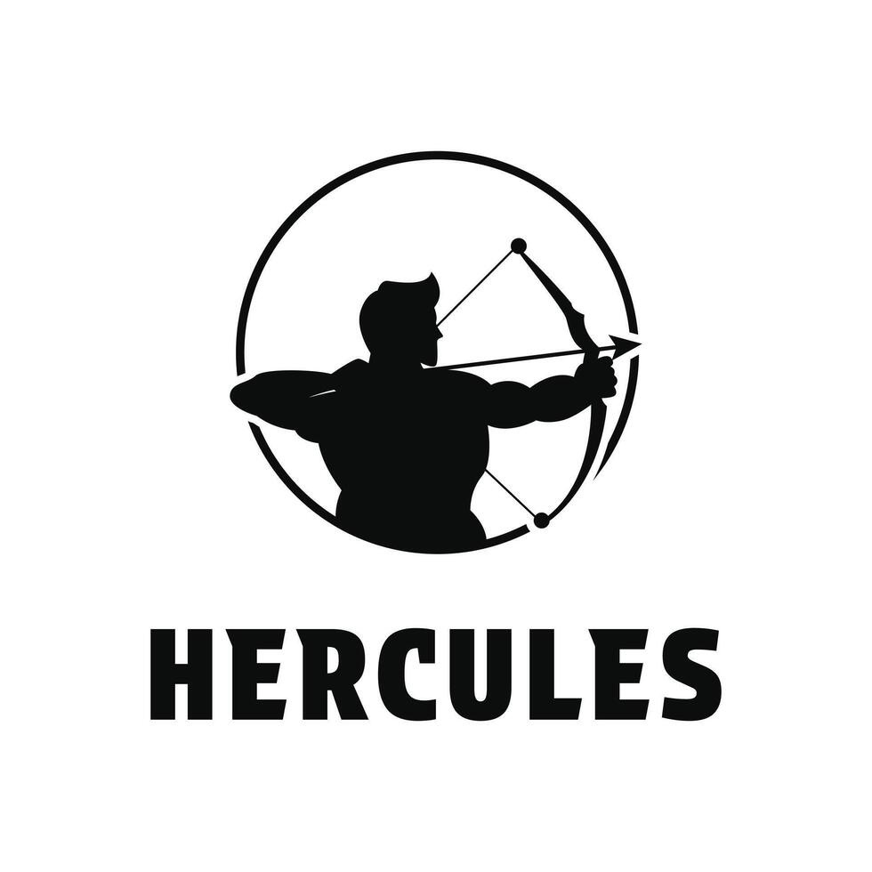 hercules archer logo design concept idea with label circle vector