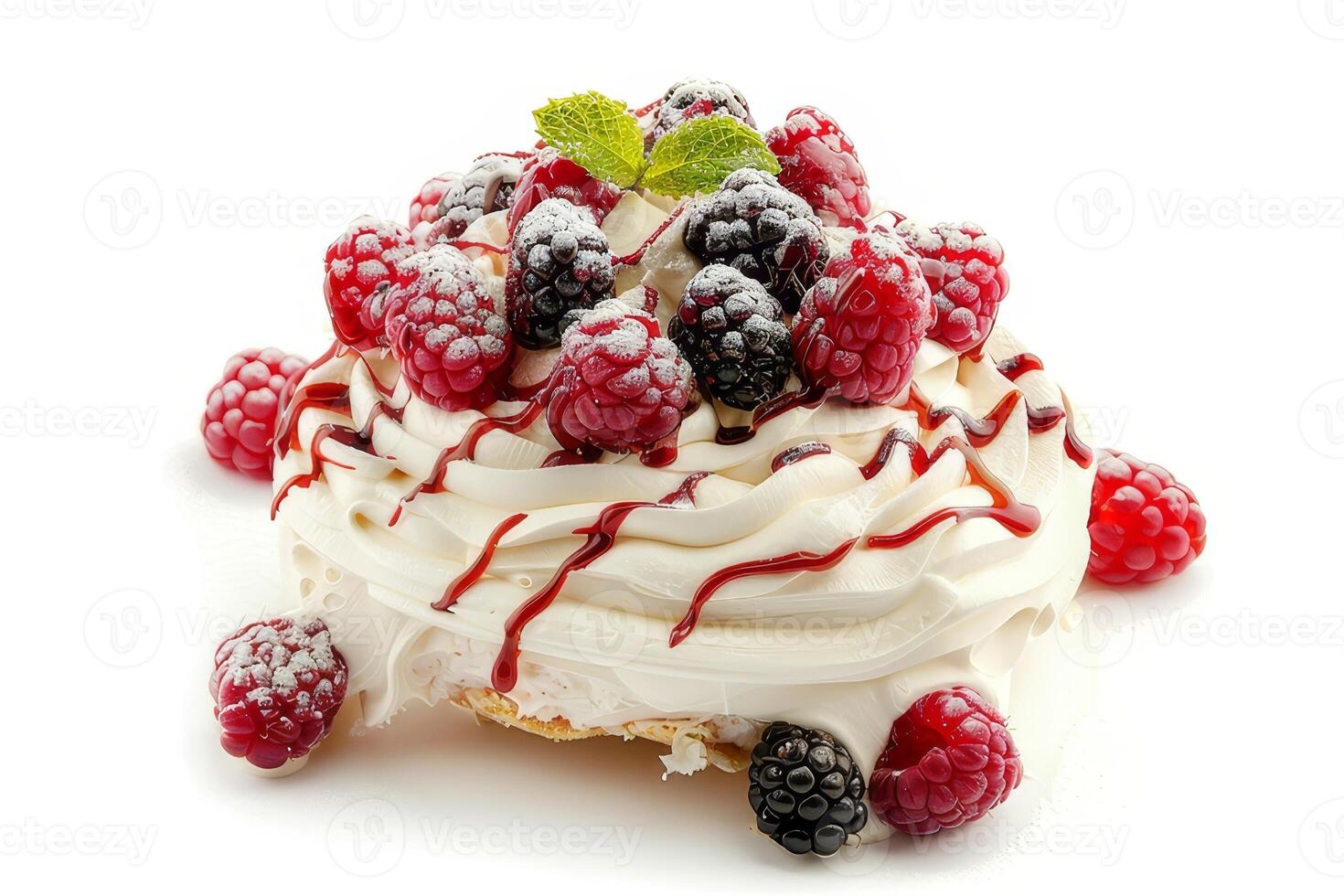 Pavlova isolated on a white background photo