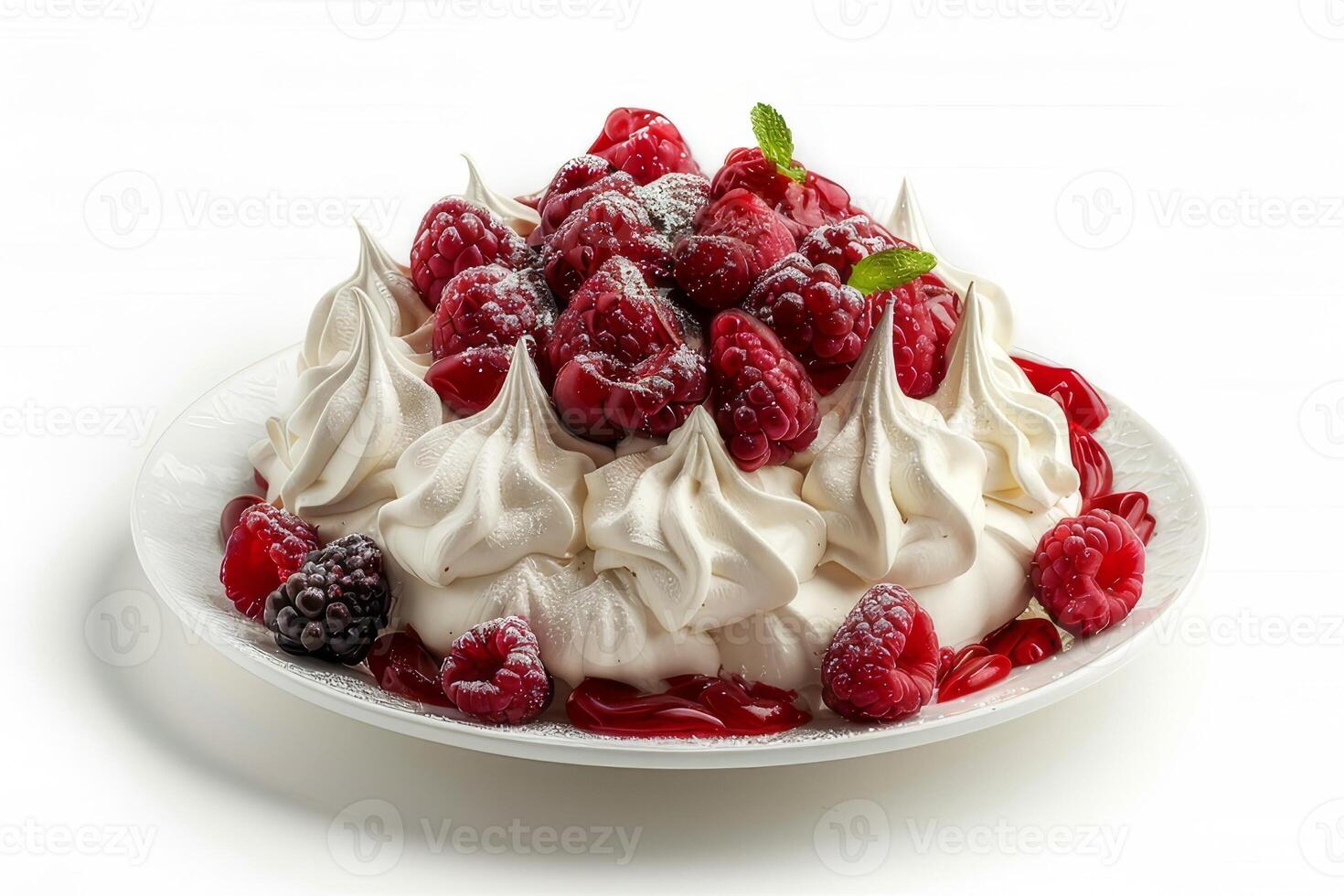 Pavlova isolated on a white background photo