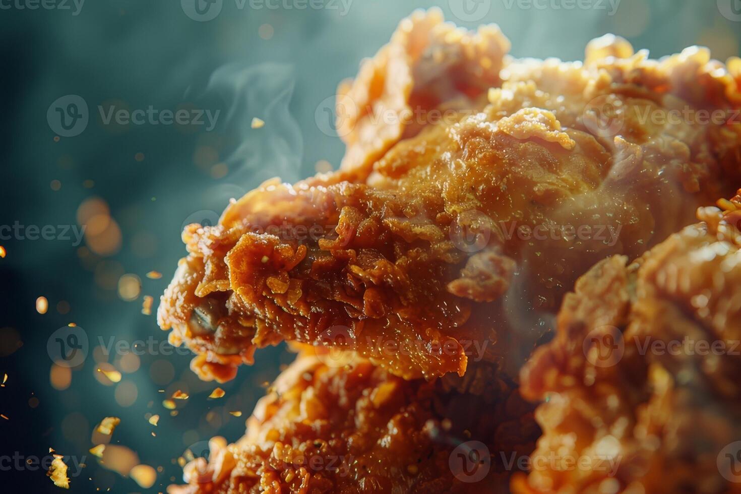 fried chicken wings on a dark background. tinting. selective focus photo