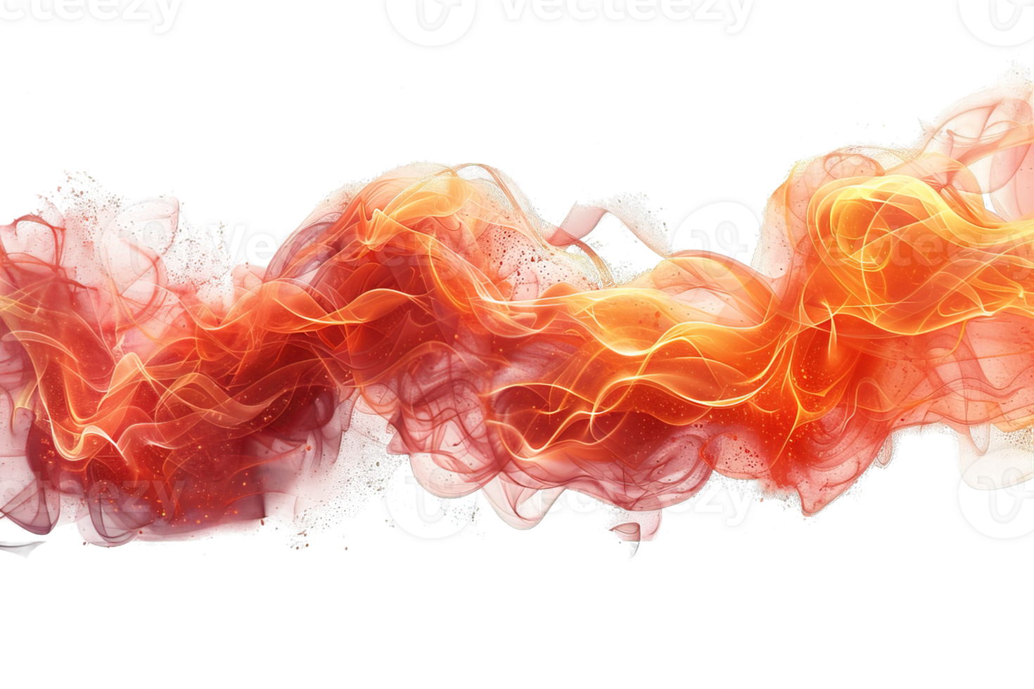 horizontal wavy red flame isolated on transparent background , png