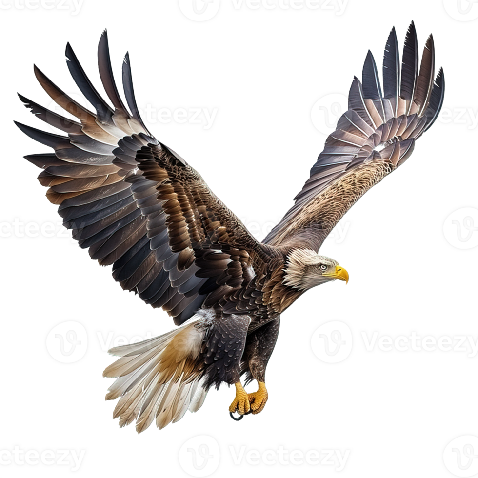 eagle in flight isolated on transparent background ,flying hawk , png