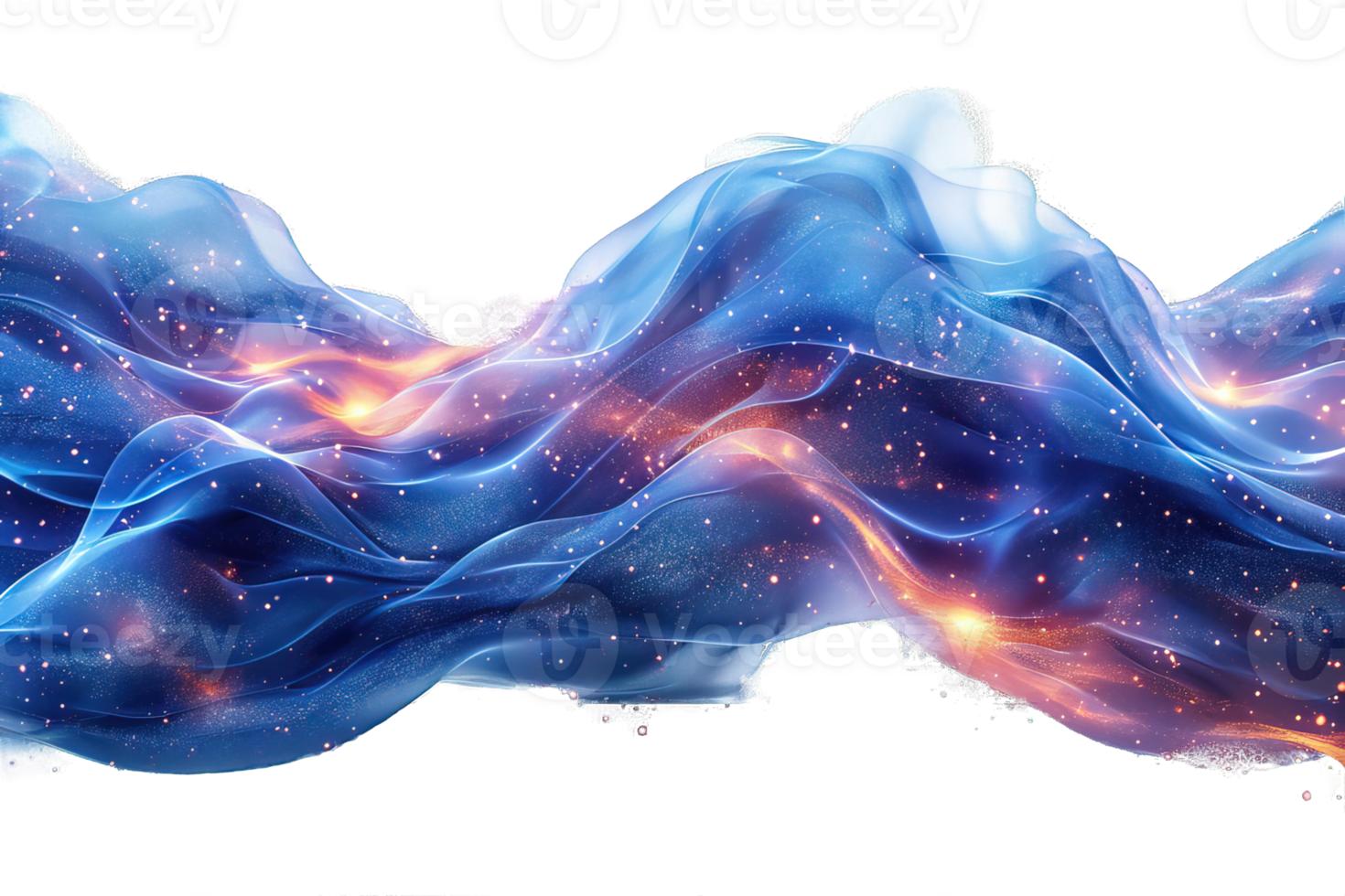 horizontal wavy blue flame isolated on transparent background , png