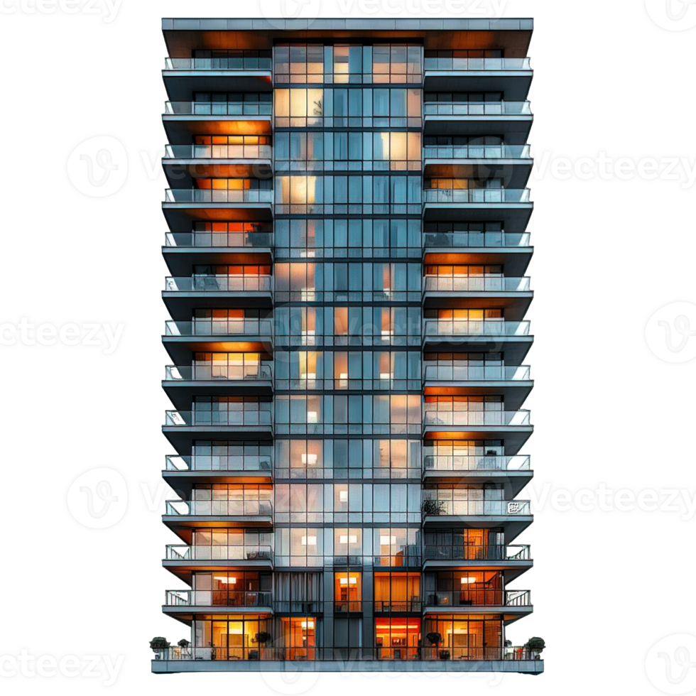 glass skyline building ,skyscraper isolated on transparent background , png