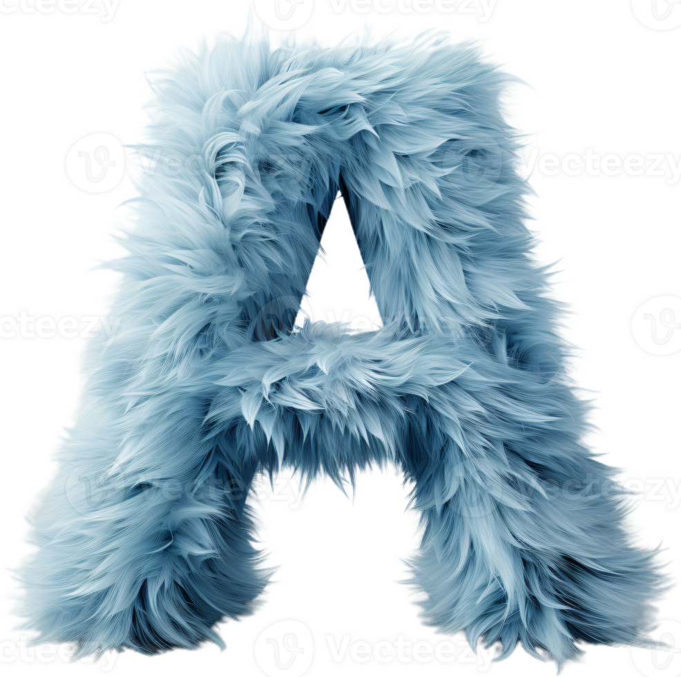 a blue fur letter a on a transparent background png