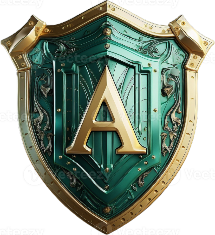 the logo for the game, a shield with the letter a png