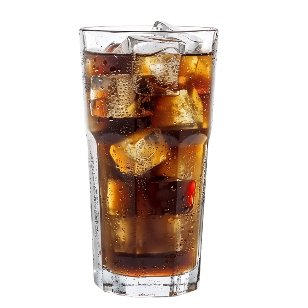 Cola Drink in Glass with Ice Isolated on Transparent png