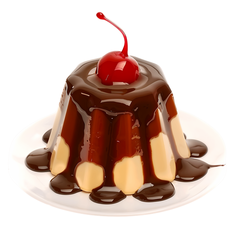 Single Serving of Pudding on Transparent Background png