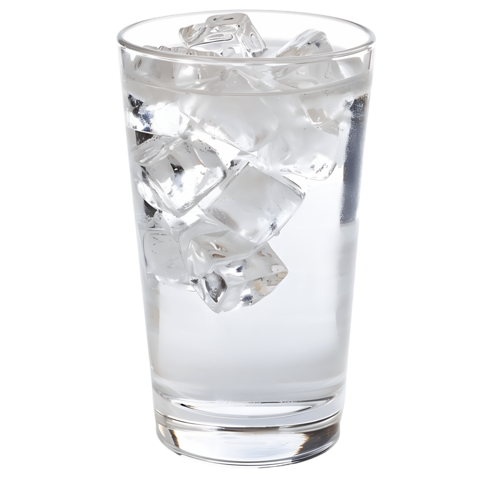 Glass of Water with Ice Cube on Transparent Background png