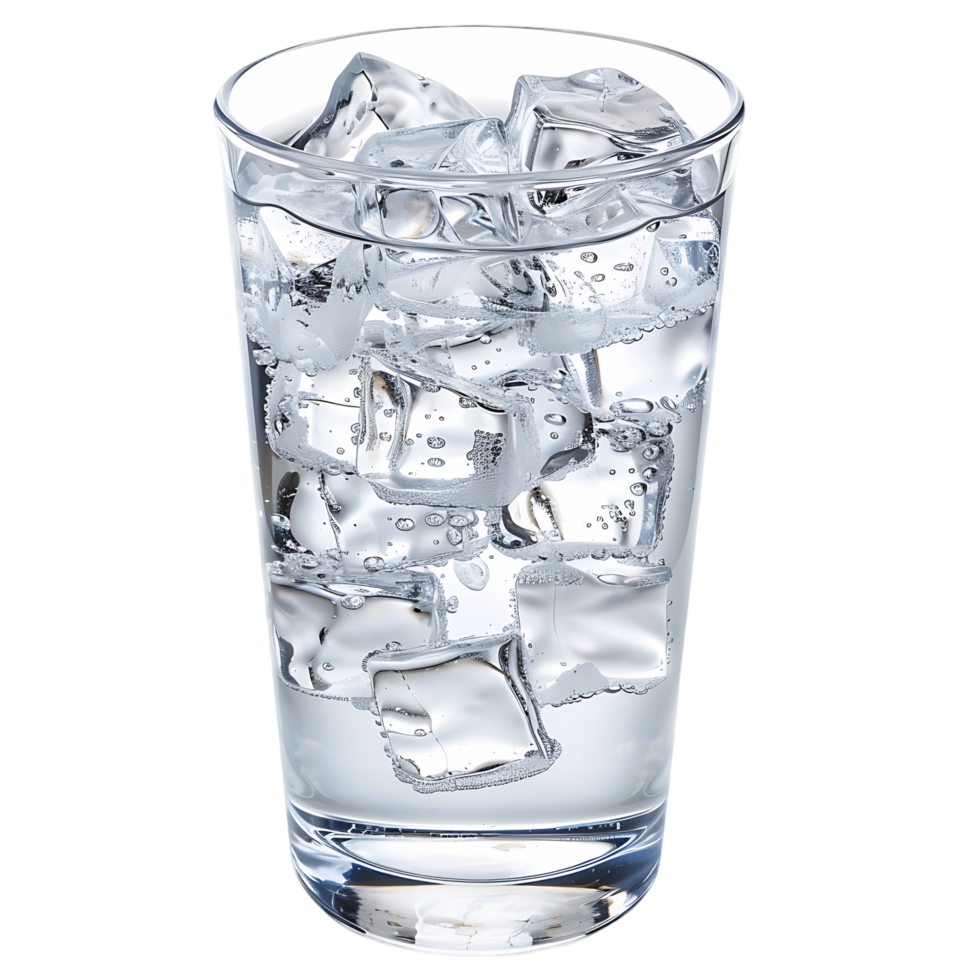 Glass with Water and Ice Cube Isolated on Transparent Background png