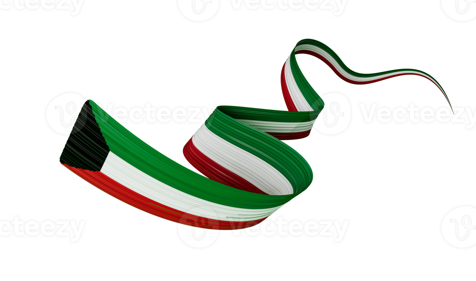 3d flagga av kuwait Land 3d vinka kuwait band flagga, 3d illustration png