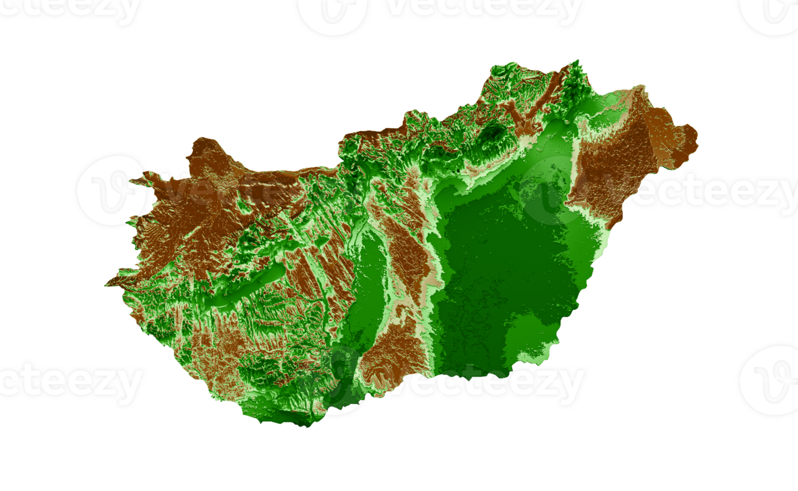 Hungary Topographic Map 3d realistic map Color 3d illustration png