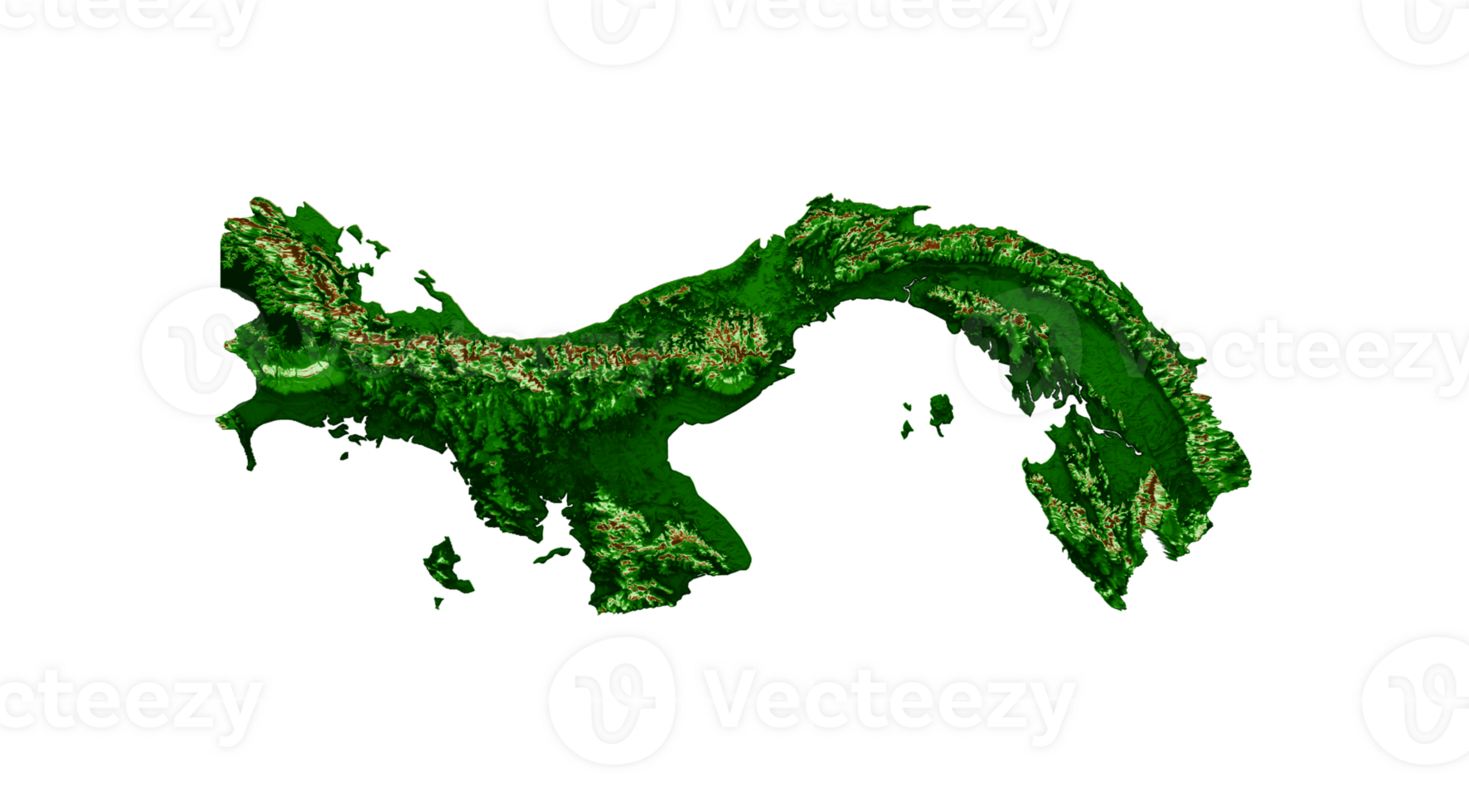 Panama Topographic Map 3d realistic map Color 3d illustration png