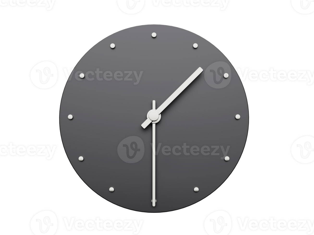 Simple clock gray half past one o'clock Modern Minimal Clock. 3D illustration png