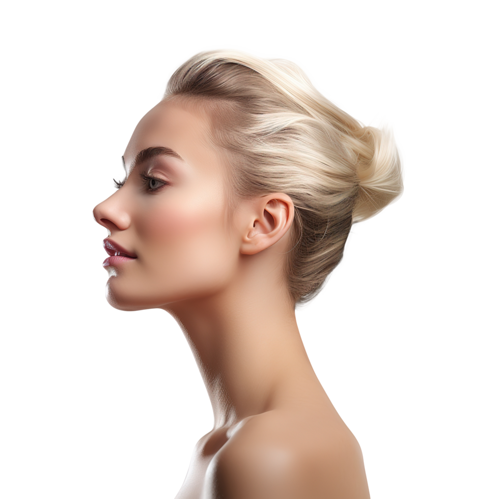 Fresh women skin cosmetic model portrait on transparent background png