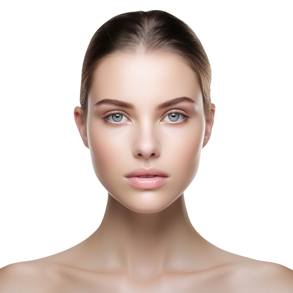 Gorgeous women skin cosmetic model portrait on transparent background png