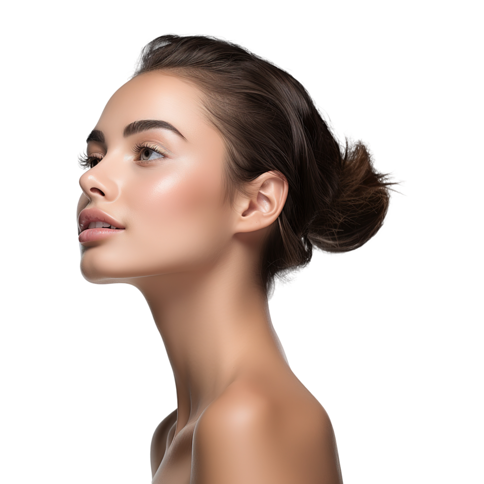 Slim women cosmetic model portrait on transparent background png