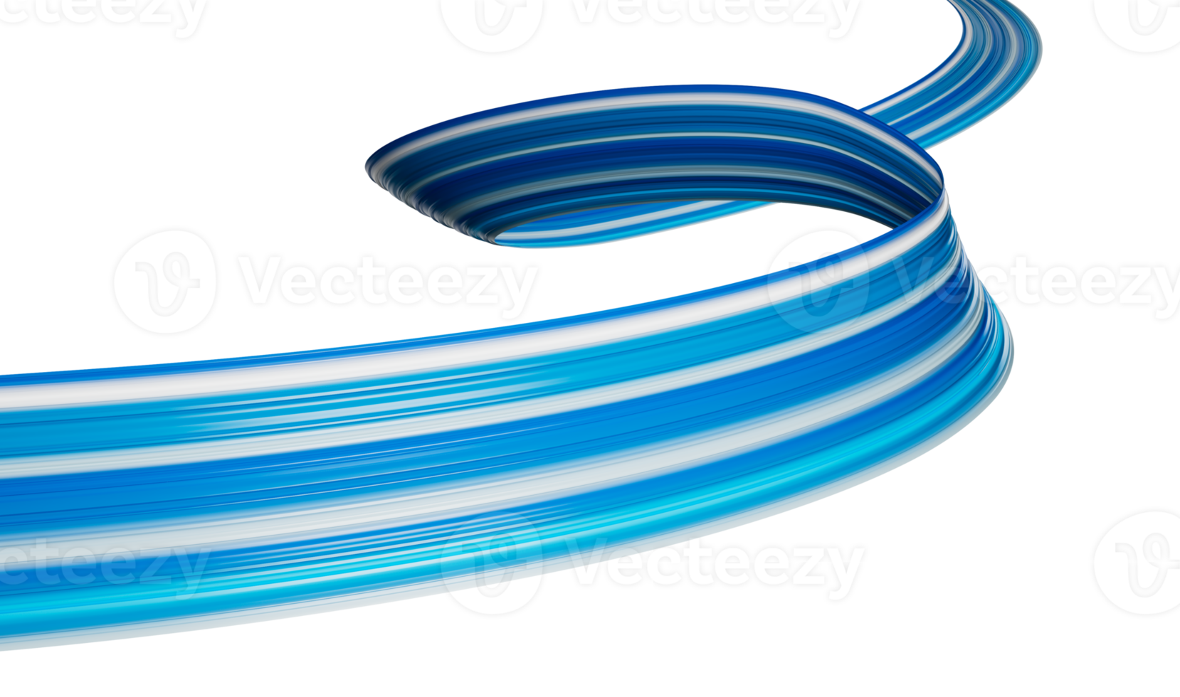 Abstract 3d twisted blue flow shape. Acrylic paint stroke. Modern design 3d illustration png