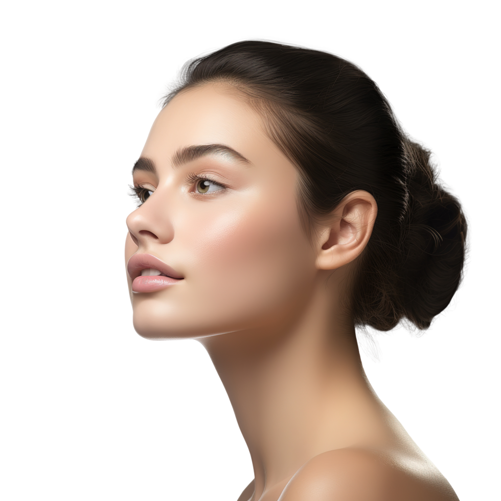 Beautiful Healthy Women Cosmetic Model Portrait on Transparent Background png
