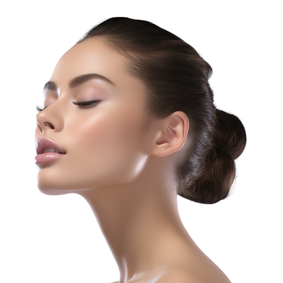 bonita mulheres fresco pele Cosmético modelo retrato em transparente fundo png