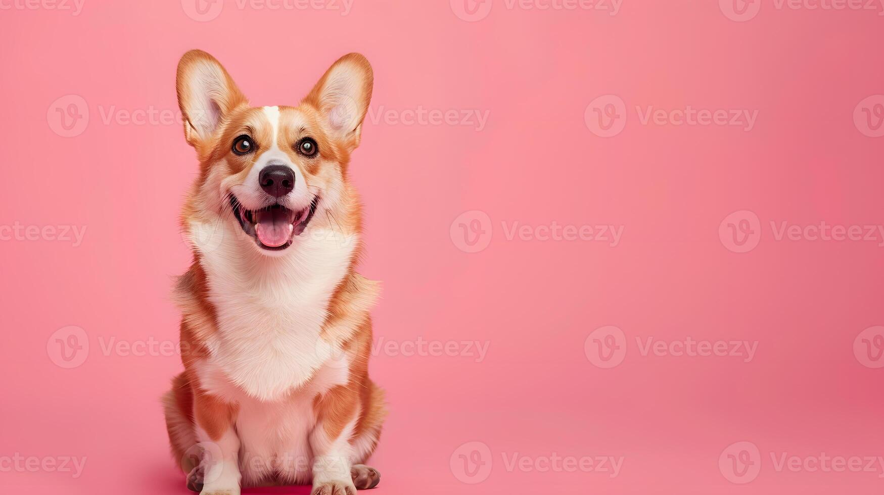 Portrait of a corgi dog on a colored background, pet. Neural network photo