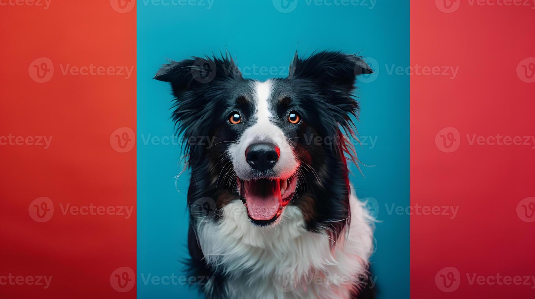 Portrait of a border collie dog on a colored background. Neural network photo