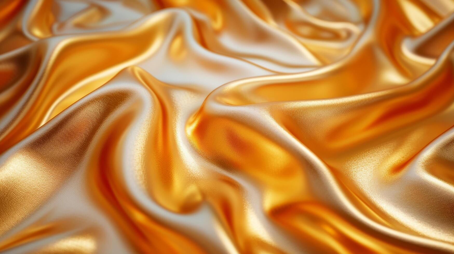 Gold satin cloth for the product background, texture flowing on wide background, 3d rendered illustration. photo